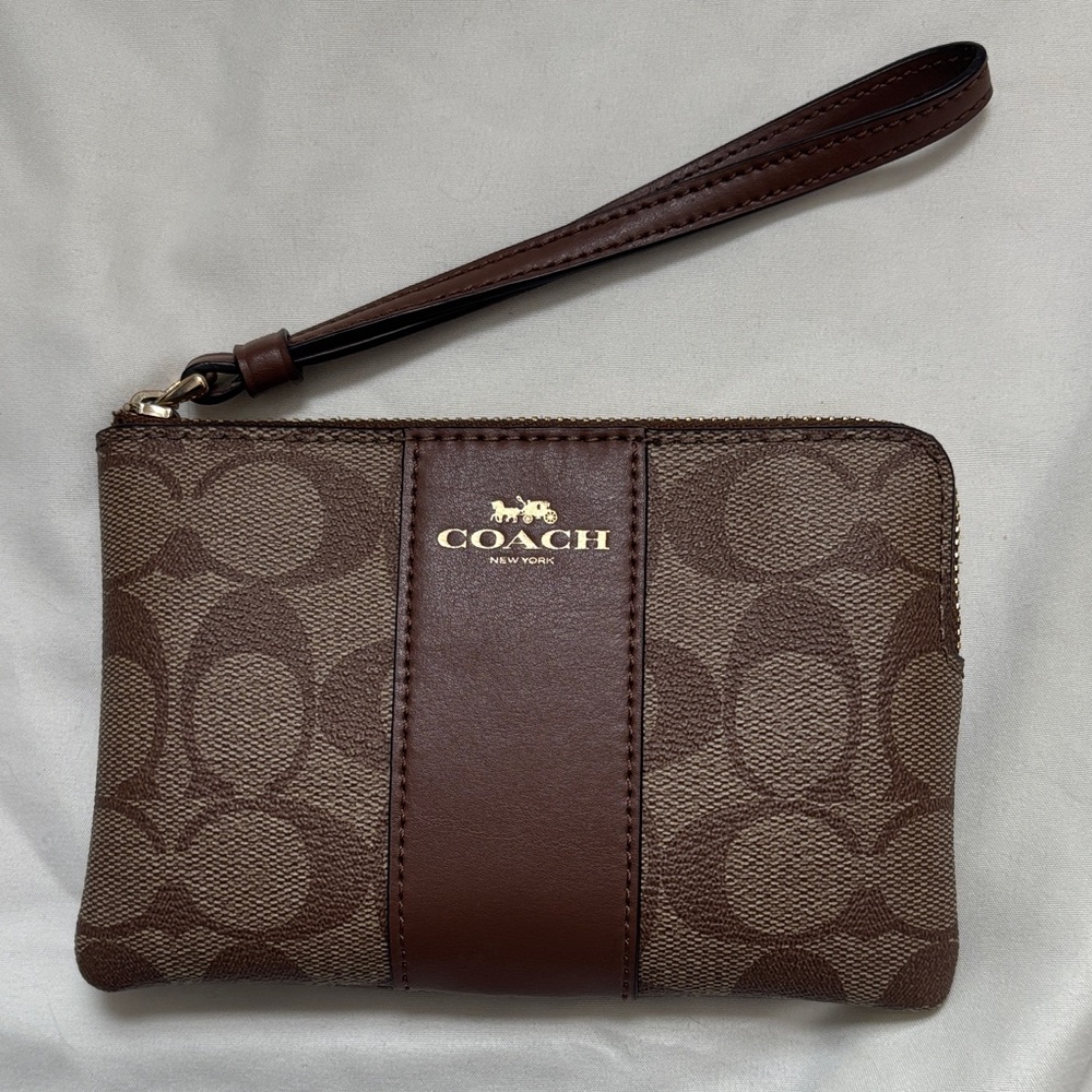Coach Brown Signature Key & Card Holder
